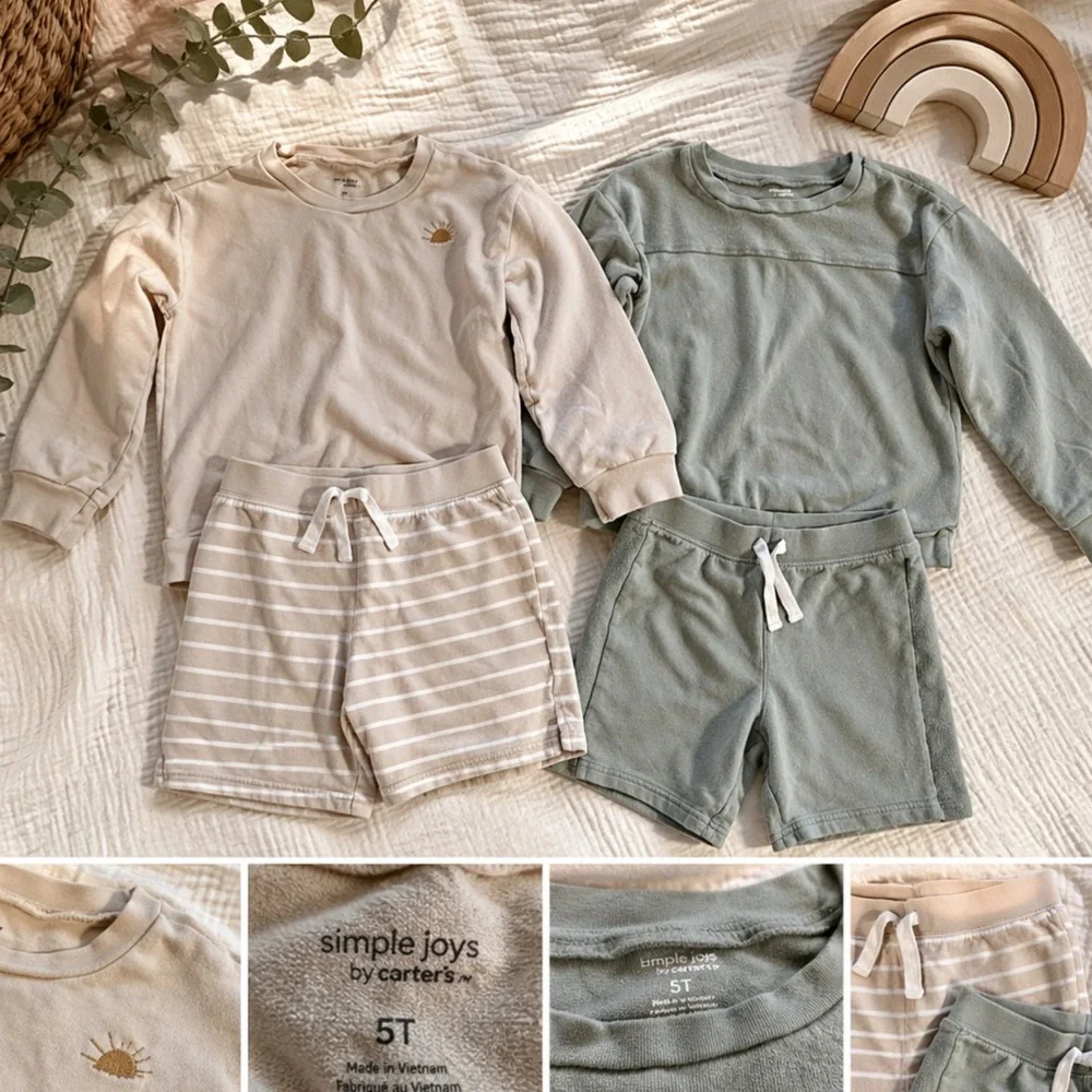 Boys 5T Spring Outfit Bundle Simple Joys Carter's Shorts Set Cotton